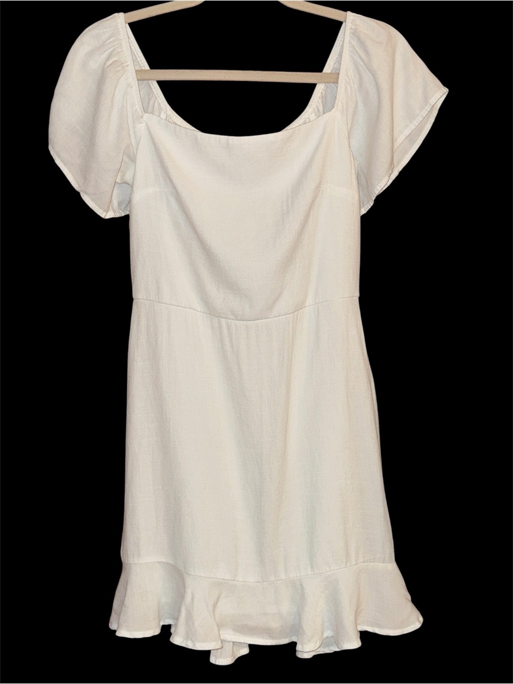 Altar'd State White Square-Neck Flutter Sleeve Mini Dress Bridal Shower sz Small